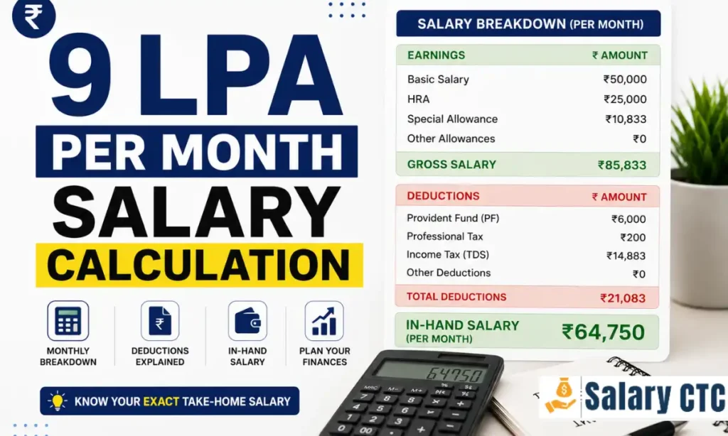 9 LPA Per Month Salary Calculation